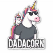Dadacorn - Unicorn Dad and Baby Christmas Papa Fat Aufkleber (Vorderseite)