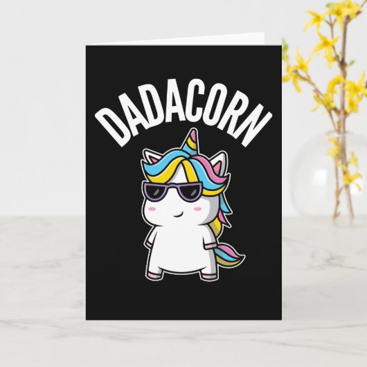 Dadacorn Unicorn Dad Dabbing Rainbow Father's Day Karte (Gelbe Blume)