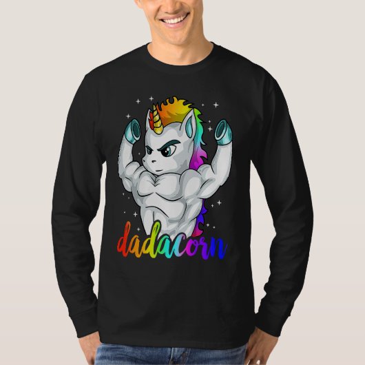 Dadacorn Unicorn Daddy Muscle Unique Family Christ T-Shirt (Vorderseite)