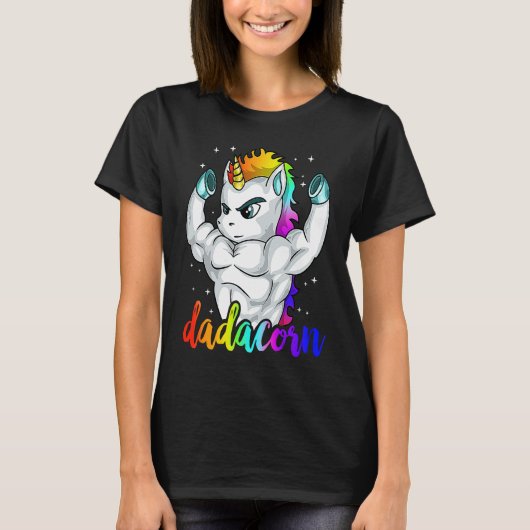 Dadacorn Unicorn Daddy Muscle Unique Family Christ T-Shirt (Vorderseite)