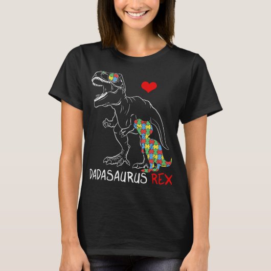 Dadasaurus Daddy Rex Autism Awareness Proud Vater T-Shirt (Vorderseite)