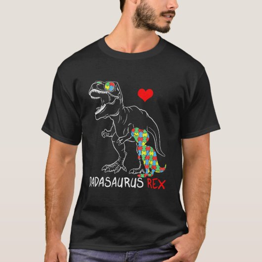 Dadasaurus Daddy Rex Autism Awareness Proud Vater T-Shirt (Vorderseite)