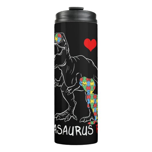 Dadasaurus Daddy Rex Autism Awareness Proud Vater Thermosbecher (Vorderseite)