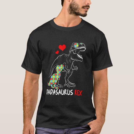 Dadasaurus Daddy Rex Autismus stolzer Vater T-Shirt (Vorderseite)