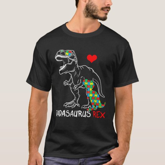 Dadasaurus Rex Autism Awareness Jigsaw Puzzle Prou T-Shirt (Vorderseite)