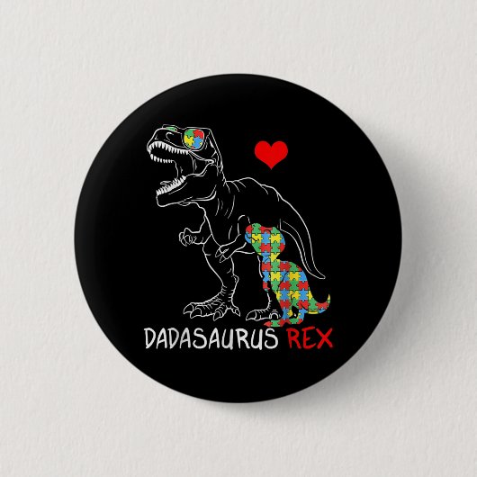 Dadasaurus Rex Autism Awareness Proud Vater Vaters Button (Vorderseite)