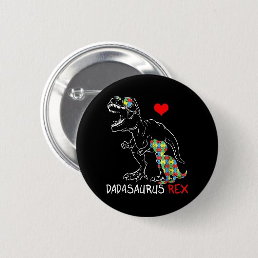 Dadasaurus Rex Autism Awareness Proud Vater Vaters Button (Vorne & Hinten)