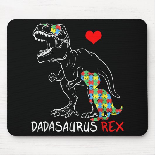 Dadasaurus Rex Autism Awareness Proud Vater Vaters Mousepad (Vorne)