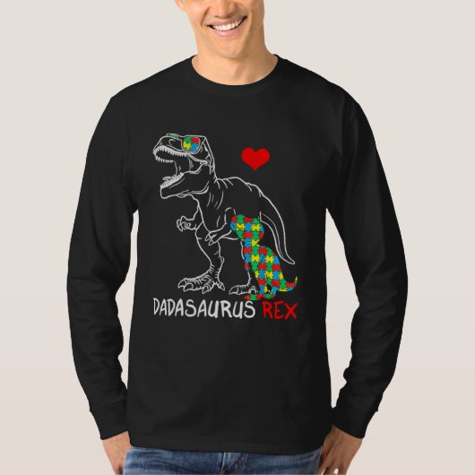 Dadasaurus Rex Autismus-Bewusstseins-Puzzle Stolz T-Shirt (Vorderseite)
