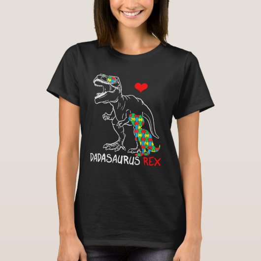 Dadasaurus Rex Autismus-Bewusstseins-Puzzle Stolz T-Shirt (Vorderseite)