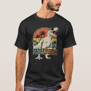 Dadasaurus T-Rex Retro-Sonnenuntergang-Silhouette T-Shirt