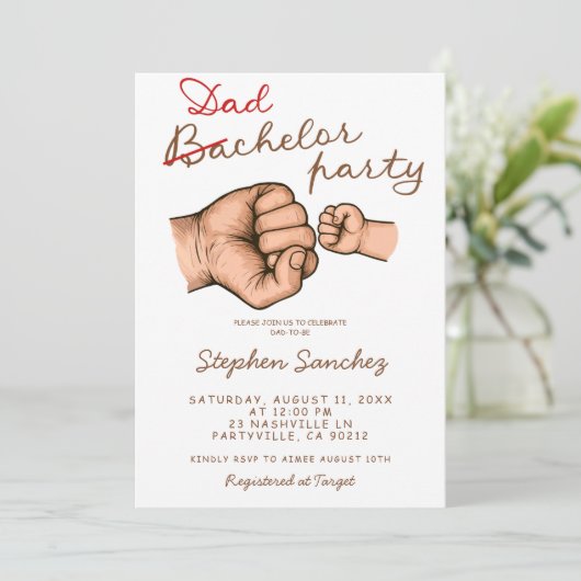 Dadchelor Baby Shower Einladung (Stehend Vorderseite)