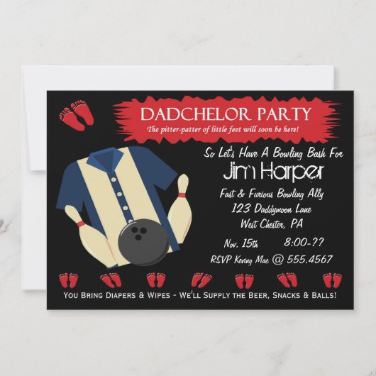 Dadchelor Bowlings-Party Einladungen (Vorderseite)