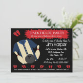 Dadchelor Bowlings-Party Einladungen (Stehend Vorderseite)