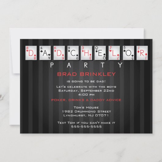 Dadchelor Party Baby Showcard - Poker Cards Einladung (Vorderseite)