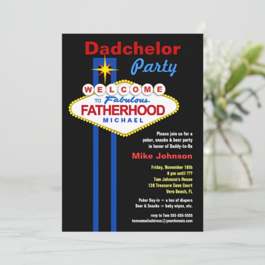 Dadchelor Party - Daddymoon Man Dusche Einladungen (Stehend Vorderseite)