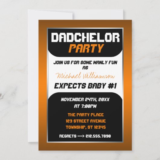 Dadchelor Party - Orange & Black Einladungen (Vorderseite)