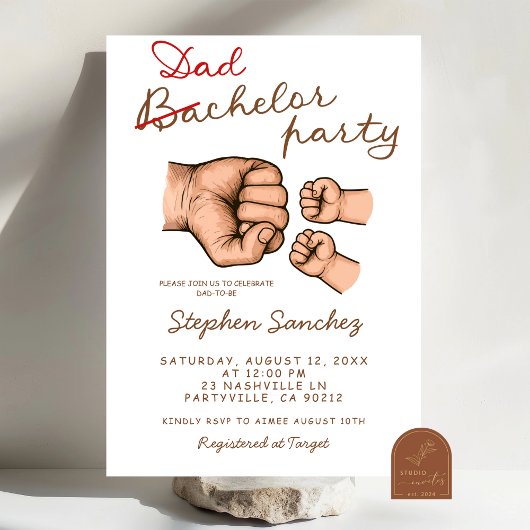 Dadchelor Twins Baby Shower Einladung