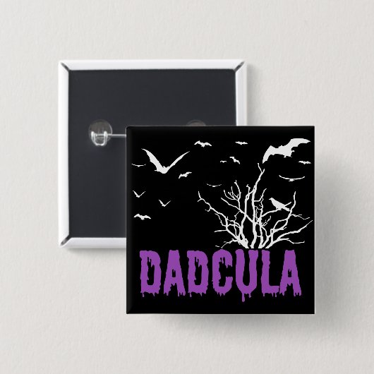 Dadcula Lila Dripping Schriftart Fliegende Flederm Button (Vorne & Hinten)