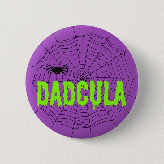 Dadcula Lime Green Dripping Schriftart Spider Web Button (Vorderseite)