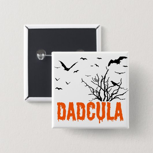 Dadcula Orange Driving Schriftart Flying Bats Button (Vorne & Hinten)