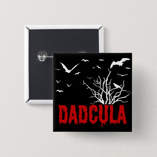 Dadcula Red Dripping Schriftart Flying Bats Button (Vorne & Hinten)
