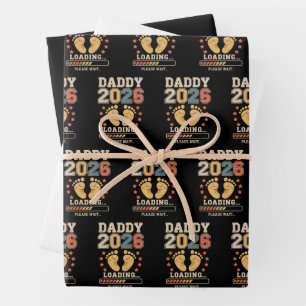 Daddy 2026 Lade Baby-Ankündigung Erwartender Vater Geschenkpapier Set