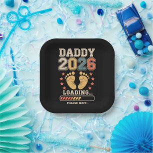 Daddy 2026 Lade Baby-Ankündigung Erwartender Vater Pappteller