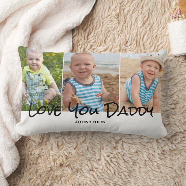 Daddy 3 Foto Collage Throw Kissen (Decke)