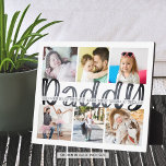 DADDY 6 Photo Collage Gray Custom Text 8x10 Plaque Fotoplatte<br><div class="desc">Create a keepsake photo collage display for a father with 6 pictures, the title DADDY in a modern, fun hand printed type and personalized with your custom message in gray. PHOTO TIP: For fastest/best results, choose a photo with the subject in the middle and/or pre-crop it into a similar shape...</div>