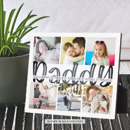 DADDY 6 Photo Collage Gray Custom Text 8x10 Plaque Fotoplatte