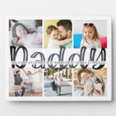 DADDY 6 Photo Collage Gray Custom Text 8x10 Plaque Fotoplatte (Vorderseite)