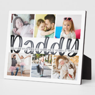 DADDY 6 Photo Collage Gray Custom Text 8x10 Plaque Fotoplatte