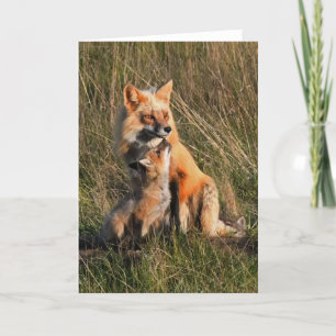 Daddy and Baby Fox Framework Art Card Feiertagskarte