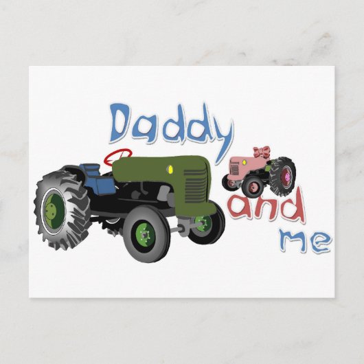 Daddy and Me Girl Tractors Postkarte (Vorderseite)