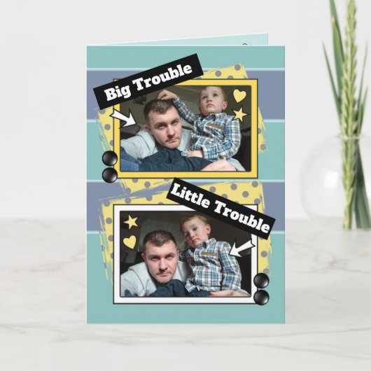 Daddy and me green and yellow foto karte (Vorderseite)