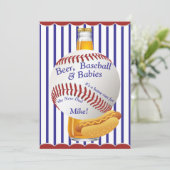 Daddy Baby Shower Beer Baseball und Babys Einladung (Stehend Vorderseite)