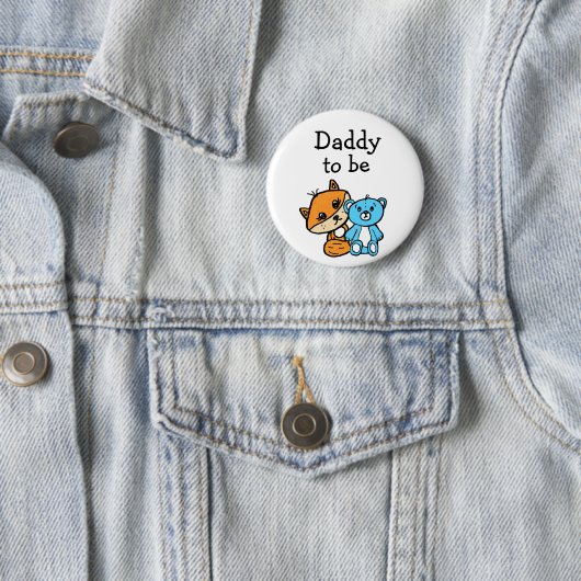 Daddy be Little Fox and Teddy Bear Baby Shower Button (Beispiel)