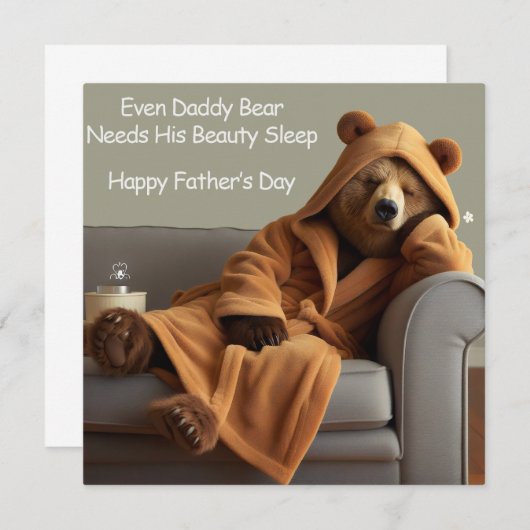 Daddy Bear Beauty Sleep Vathon Day Card (Vorne/Hinten)