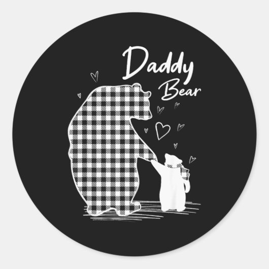 Daddy Bear Christmas Pajama G Buffalo Plaid Runder Aufkleber (Vorderseite)