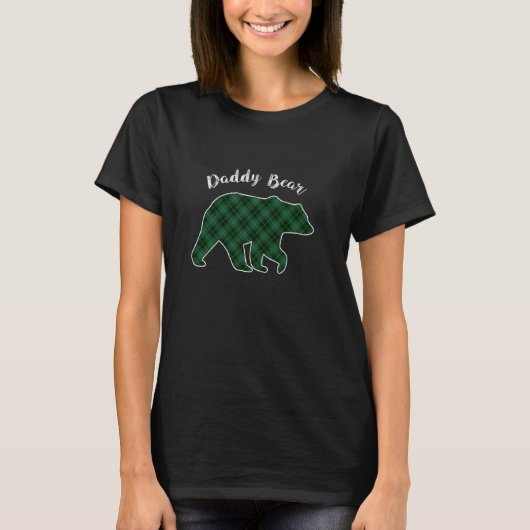 Daddy Bear Christmas Pajama Green Kariert Buffalo T-Shirt (Vorderseite)