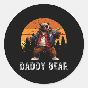 Daddy Bear Papa Bear Beste Idee Fathers Day Retro  Runder Aufkleber