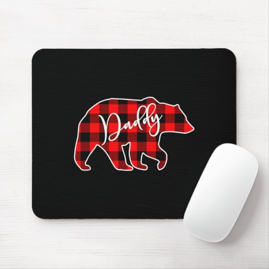 Daddy Bear Red Plaid Matching Family Christmas  Mousepad (Mit Mouse)