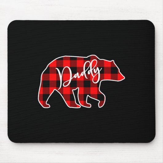 Daddy Bear Red Plaid Matching Family Christmas Mousepad (Vorne)