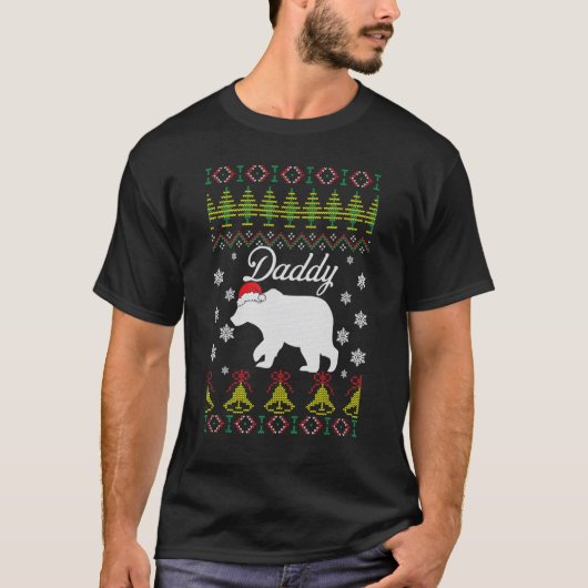 Daddy Bear UGLY Christmas Sweater Pajamas Familie T-Shirt (Vorderseite)