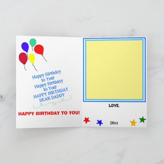 Daddy Birthday Blue Cupcake Write Zeichn Message Karte (Innenseite)