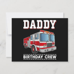 Daddy Birthday Crew Fire Truck Themed Family Match Feiertagskarte