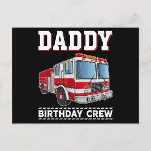 Daddy Birthday Crew Fire Truck Themed Family Match Feiertagspostkarte