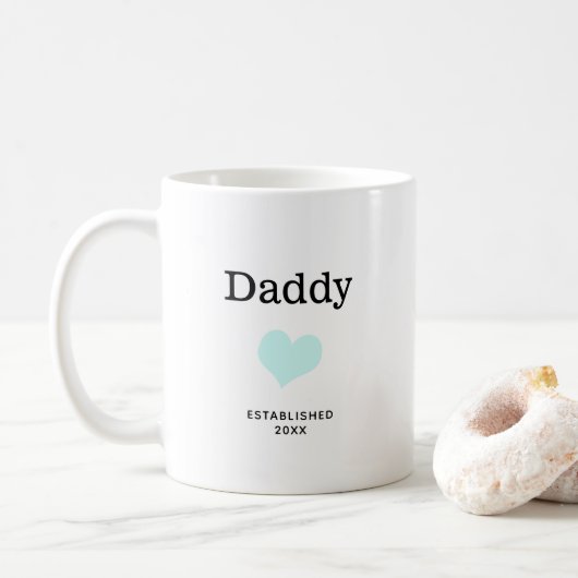 Daddy, Blue Heart, Single Foto Custom Kaffeetasse (Mit Donut)