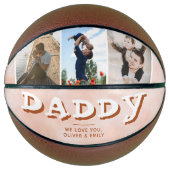 Daddy Blush Orange Family 3 Foto Collage Keepake Basketball (Vorderseite)